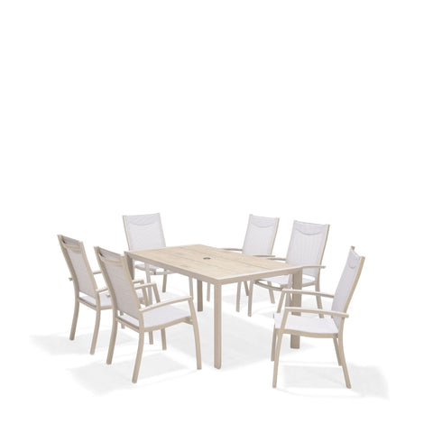 Bộ bàn ăn ngoài trời 1 bàn URBANITE 160 light grey và 6 Urbanite