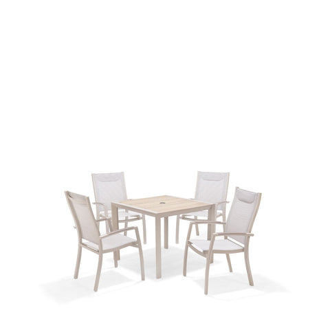 Bộ bàn ăn ngoài trời 1 bàn URBANITE 90 light cream và 4 ghế Urbanite