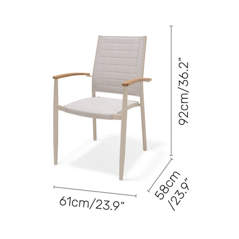 Bộ bàn ăn ngoài trời 1 bàn URBANITE 160 light cream và 6 ghế Topaz