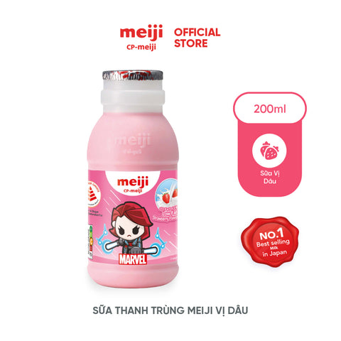 Sữa Tươi Thanh Trùng ít béo hương vị Dâu Meiji 4x200ml