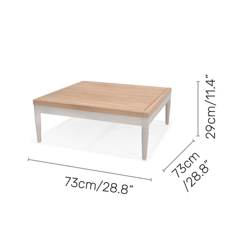 Bàn coffee ngoài trời TOPAZ light, bàn sofa ngoài trời bằng nhôm mặt bàn gỗ Teak FSC