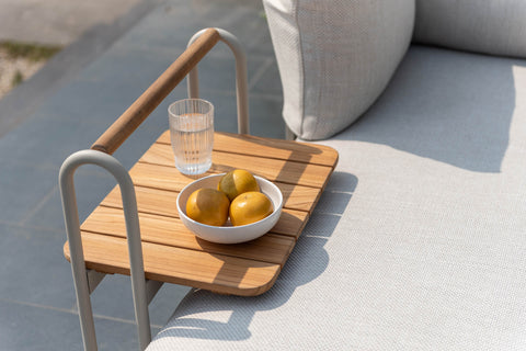 Bàn góc ngoài trời TOPAZ light, bàn sofa ngoài trời bằng nhôm mặt bàn bằng gỗ Teak FSC