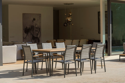 Bộ bàn ghế ngoài trời 1 bàn TOPAZ 201 dark grey và 8 ghế ăn Topaz