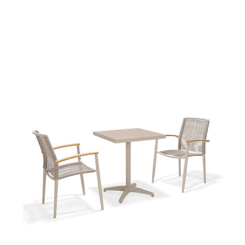 Bộ bàn ăn ngoài trời 1 bàn URBANITE 64 light cream và 2 ghế Topaz roped armchair