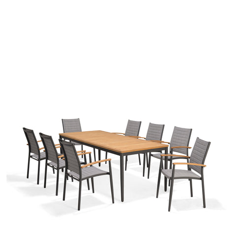 Bộ bàn ghế ngoài trời 1 bàn TOPAZ 201 dark grey và 8 ghế ăn Topaz