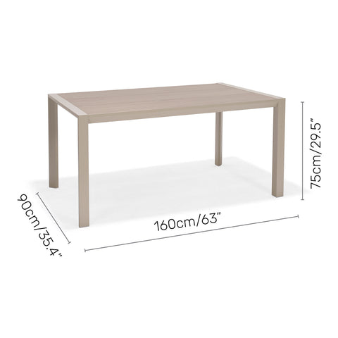 Bộ bàn ăn ngoài trời 1 bàn URBANITE 160 light cream và 4 Urbanite