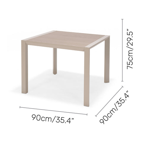 Bộ bàn ăn ngoài trời 1 bàn URBANITE 90 light cream và 4 ghế Topaz roped armchair