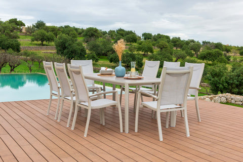 Bộ bàn ăn ngoài trời 1 bàn URBANITE 207 light và 8 Urbanite