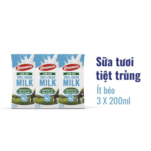 Sữa tươi tiệt trùng ít béo Avonmore 3x200ml