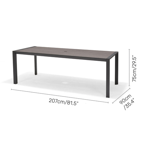 Bộ bàn ăn ngoài trời 1 bàn URBANITE 207 dark grey và 6 ghế Palau